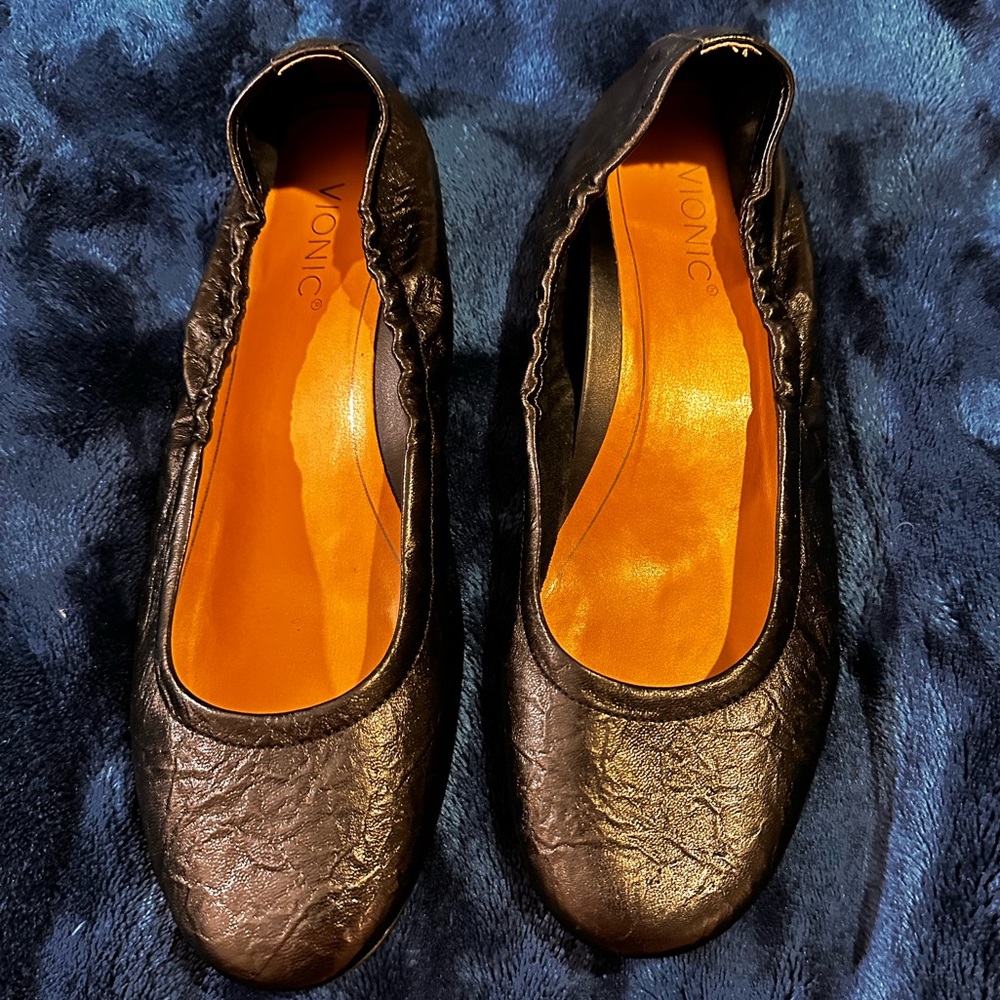 Vionic Alex Ballet Flat - Black Leather - Size 8